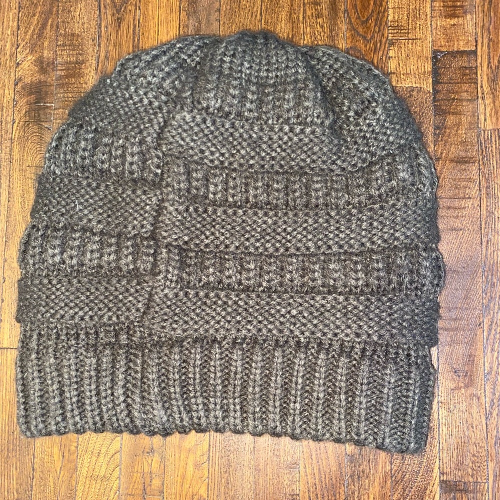 Olive green CC knit beanie